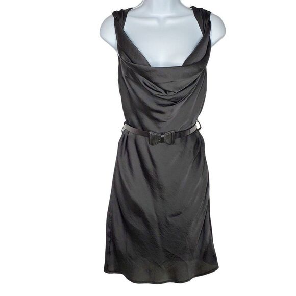 NEW Black Sleeveless Dress Sz S Twisted Slouch Neckline w Belt Ya Los Angeles - Picture 1 of 6